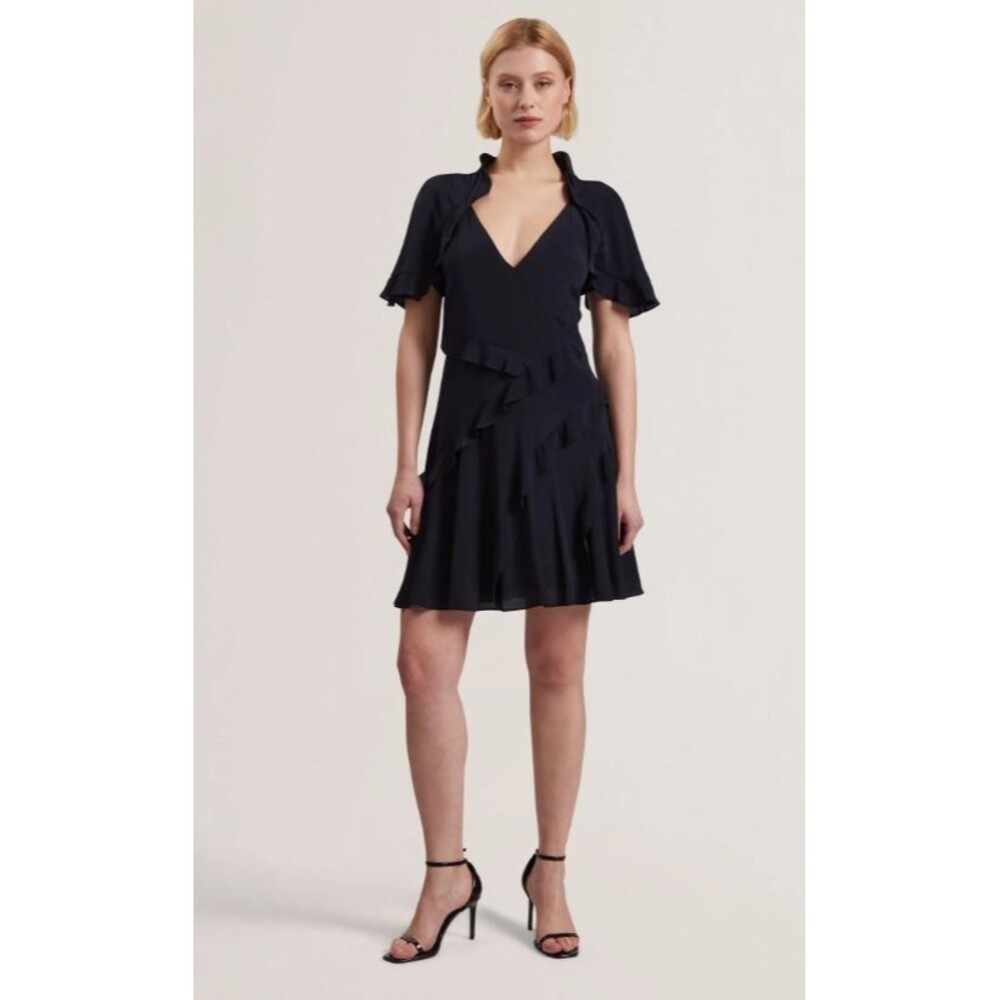 Ted Baker Jojii Frill Mini Dress Size US4 - Ted Size 1 - Navy Blue NWT - $245.00